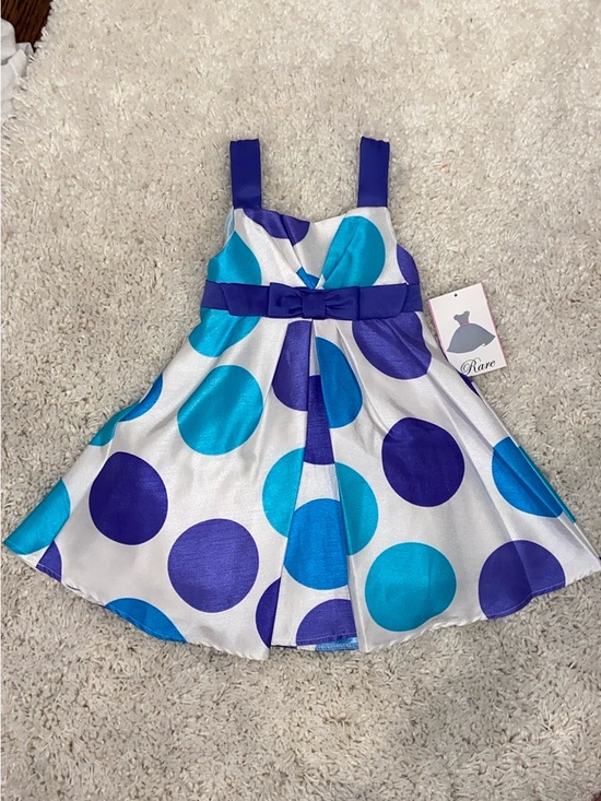 Rare Editions Other - Rare Editions White Dress with Blue and Purple Polka Dots